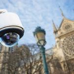 A security camera installed outside a local church to improve safety