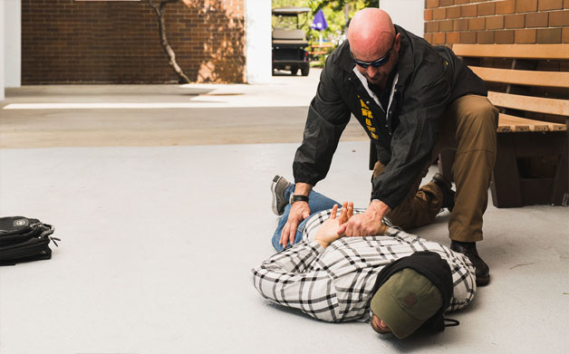 Arresting suspicious person on school property