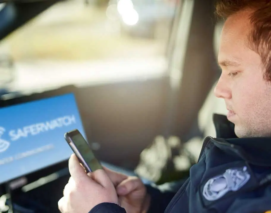 Cop in car on mobile app